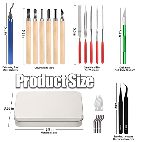 25pcs Precisio with Deburring Tool, Craft Knife,hand File,Carving Knife Suitable for sanding, carving, modeling, cutting, scraping,3D Printing Deburring kit