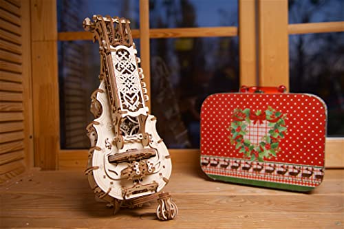 UGEARS Hurdy-Gurdy Musical Instrument 3D Wooden Puzzles for Adults - Wooden Model Kits for Adults Medieval Hurdy Gurdy Instruments Folk Instruments for Adult Brain Teaser, Hobby Set