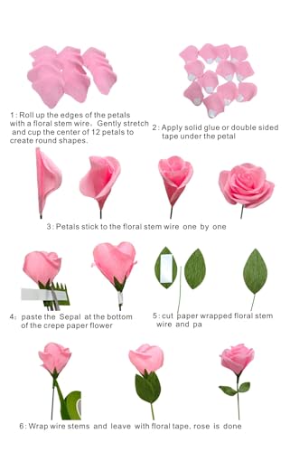 Crepe Paper Rose Flower DIY Making Kit (White) - color: White