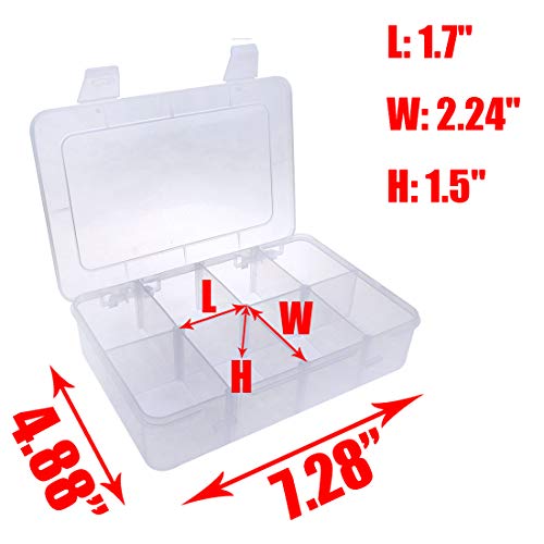 Xiaoyztan Bead Organizer Box Adjustable Dividers 8 Grids Clear 7.3x4.9 Inch - size: 7.3x4.9x1.65 in