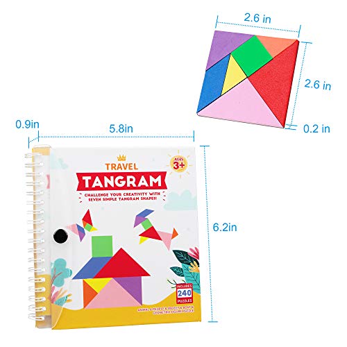 Vanmor Travel Tangram Puzzle, 3 Sets of Magnetic Tangram with 240 Solution - style: 240 Solution