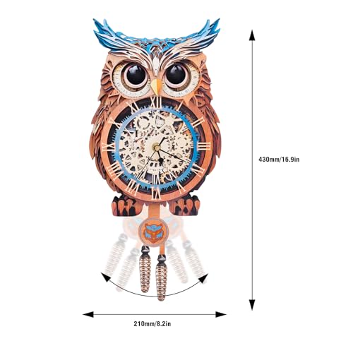 KAAYEE 3D Puzzles for Adults Owl Clock Bird Wooden Puzzle DIY Craft - color: Cute Owl Clock