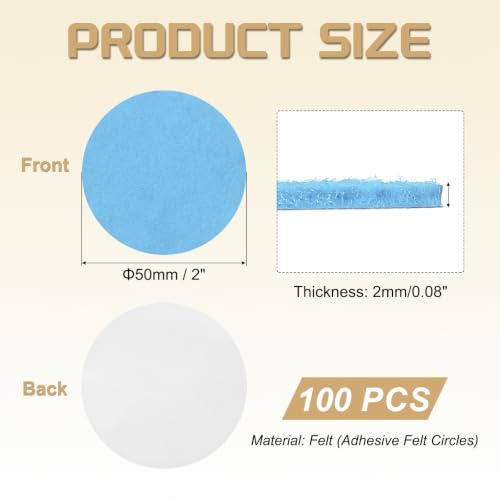 uxcell 100Pcs Adhesive Felt Circles 2" Non-Woven Felt Pads Sky Blue - color: Sky Blue, size: 2" Dia 2mm Thick