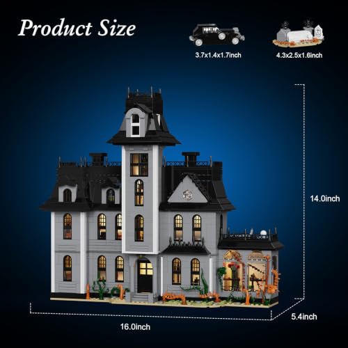 Addams Nightfall Manor Family Mansion Horror House Building Set, Dark Comedy Movie House Blocks Toy Kit Compatible with Lego, Gift and Collectible Set for Movie Fans and Collectors