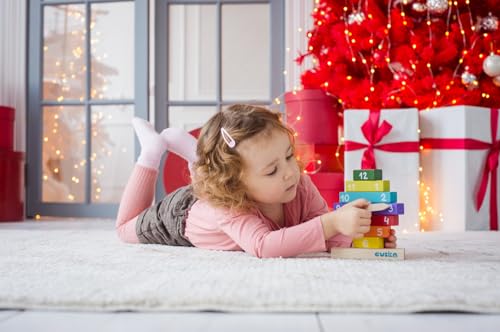 CUBIKA Wooden Clock Construction Kit – Montessori Stacking Toy for Toddlers Ages 3+ – Made from Natural Wood with Water-Based Paints – Travel-Friendly Educational Gift for Boys & Girls - style: Clock Construction Set