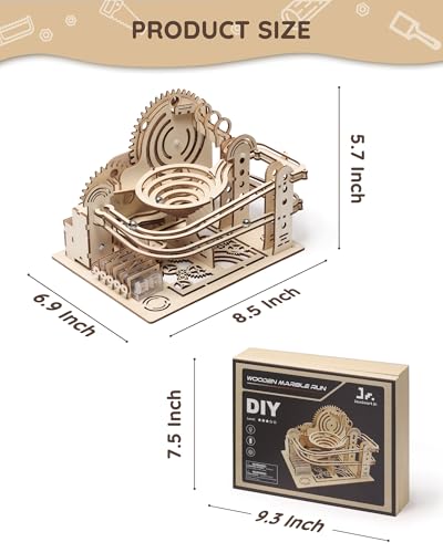 SainSmart Jr. 3D Wooden Puzzles for Adults, Marble Run Wood to Build, Mechanical Model Building Kit, DIY Gift for Aged 14+, Roller Coaster