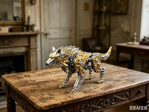 3D Metal Puzzle for Adults,Mechanical Animal Wolf Puzzle Building Set,3D Metal Model Kits, Brain Teaser Puzzles DIY Assembling for Stress Relief - A Collectible Gift for a man and boy - color: Gold