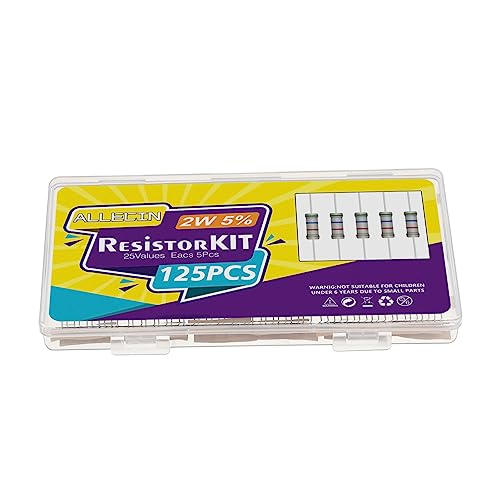 25 Values 2W Carbon Film Resistor Kit from 1 Ohm to 1M Ohm 2 Watt 5% Resistors Assortment - size: 2W