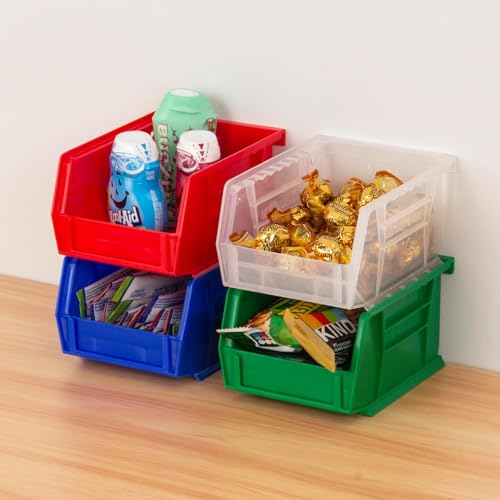 Akro-Mils 30210 AkroBins Plastic Storage Bins, 5"x4"x3", Blue, 6-Pack - color: Blue, size: 6 Pack