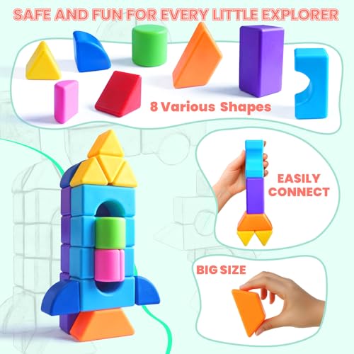 Large Magnetic Building Blocks, 8 Shapes & 8 Colors for Kids Ages 3+, 22PCS - color: 22 Pieces