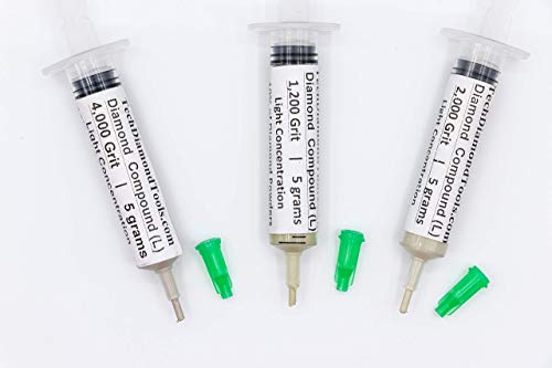 TechDiamondTools Diamond Polishing Paste Kit — 3 Grits (1200, 2000, 4000) | USA Made | Oil-Based Syringes | Progressive Polishing Set for Metal, Glass, Gemstone, Knife, Jewelry | 10% Diamond Powder - size: 1200 2000 4000 Grit, style: Light 10% concentrati