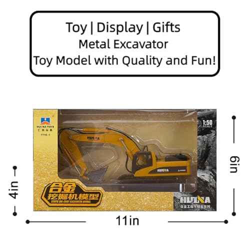 Toy Excavator Metal Model Die Cast 1:50 Scale Realistic Construction Toy for Kids and Collectors Boy Men's Toys Indoor/Outdoor Play, Sturdy Metal Construction, Ideal Sand/Beach Toy - style: Excavator model