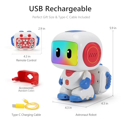 GILOBABY Programmable RC Robot Toy for Kids, Rechargeable STEM Astronaut - color: Blue-r