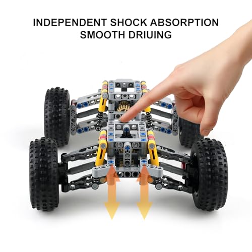 DIY MOC 4WD RC Car Chassis Kit with Independent Suspension System, Differential Gear, Steering Axle and Wheels for Crawler Building, Technical Construction Set for Adults & Teens (Full Set)