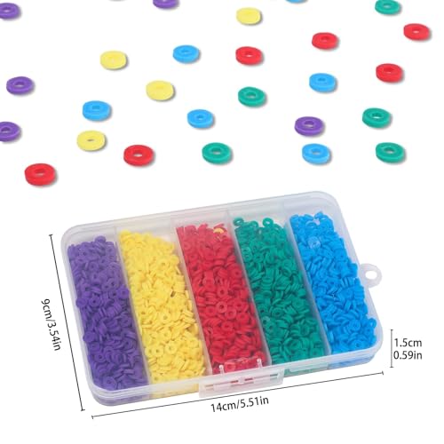3500pcs Rich Color Clay Beads for Bracelets Making 6mm Heishi Beads Polymer Flat Round Disc Clay for Jewelry Making Deep Tone Bead Crafts - color: Vibrant