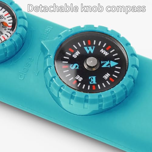 Multifunctional Survival Emergency Whistle for Kids with Compass Hiking Survival, Thermometer & Neck Lanyard | Emergency Safety Gear for Hiking, Camping, Kayaking, Boating, Climbing - color: Aqua2pcs