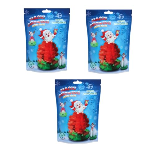Magic Growing Christmas Tree DIY Crystal Kit – Green/Red Variants, Fast 24h Growth, Star Topper & Garland – Fun Holiday Decor & Gift Set (3, Red)