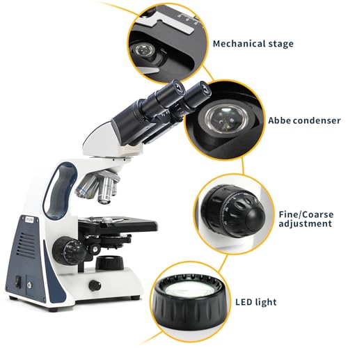 Swift SW400 Compound Binocular Microscope, 40X-2500X Magnification, Infinity Optical System, Wide-Field 10X/25X Eyepieces, Ultra-Precise Focusing, Mechanical Stage, Research-Grade Lab Microscope - style: SW400B