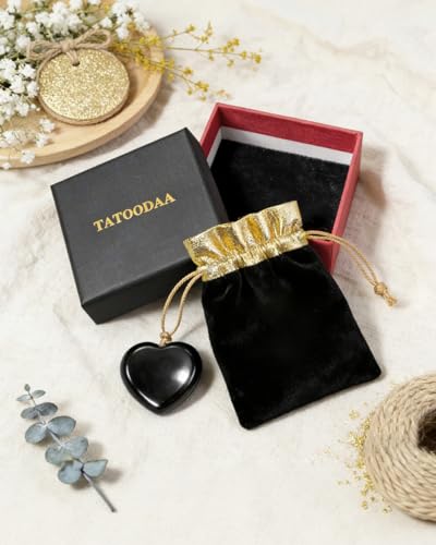 Natural Black Obsidian Heart Worry Stones, Heart-Shaped Thumb Crystal - color: Colorful (Set 60)