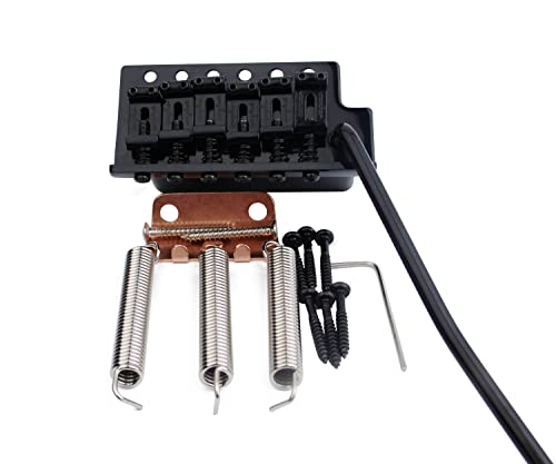 Guyker Tremolo Bridge Vintage Bent Steel Saddles and Pro Brass Block Compatible with Start ST Electric Guitar (GG1004-HT, Black) - color: Pro Brass Block, Black