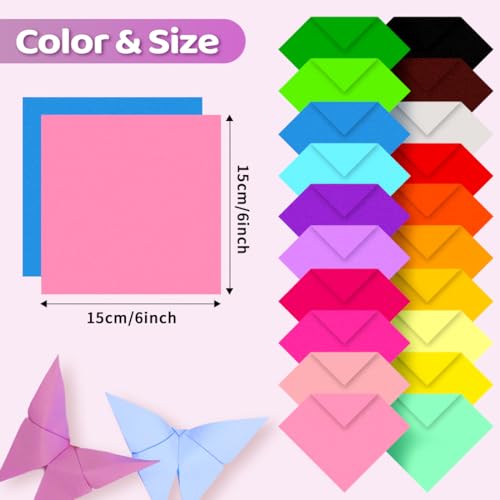 EPPINGWIN 1000 Sheets Origami Paper, 20 Colors Colored Paper, 6"×6" Square Paper for Crafts, Origami Kit with Craft Guide - size: 6 x 6 inch / 1000 sheets