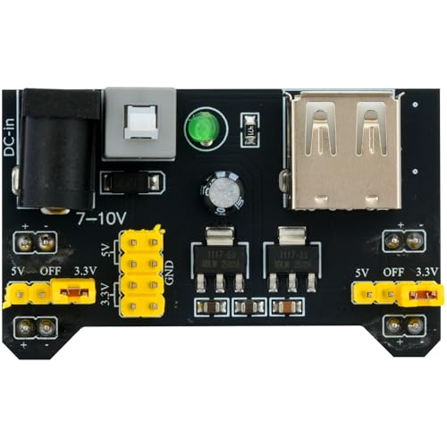 WWZMDiB 5 Pcs Power Supply Module Compatible with 400 Point and 830 Point Solderless Breadboard Input 6.5~12V Output 3.3V 5V (with 5 Pcs 9V Connector)