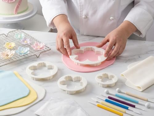 Peony Petals Fondant Cutters Set of 4 – White Food-Grade Flower Cutter Molds for Cake Decorating, Gum Paste & Sugar Craft Tools – Large Blossom Petal Shapes for DIY Baking & Floral Designs