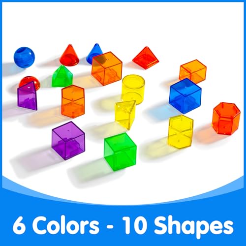 Pixel Art Creator – 400 Hard Plastic Cubes - 60 Pieces 3D Shapes for Teaching - Geometric Solids for Kids, Light Table Manipulatives, Translucent Toy for Light Table