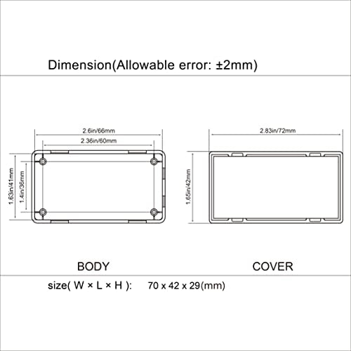 LeMotech Project Box 10 Pieces ABS Plastic Electrical Project Case Small Junction Box for Electronics Black 2.74 x 1.77 x 1.15 inch (70 x 45 x 29 mm) - size: 2.74" x 1.77" x 1.15"(10pc)