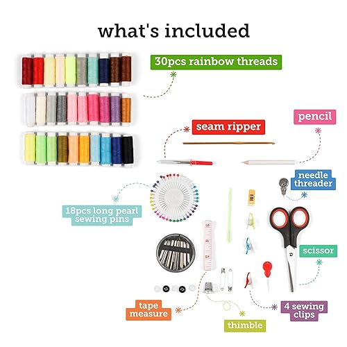 Incraftables Sewing Kit – 75+ Piece Travel & Crafting Set with Scissors, Colored Threads, Measuring Tape, Needles & More in a Zippered Nylon Case - style: Sewing Kit