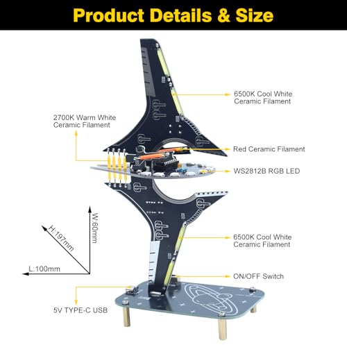 Starship Soldering Practice Kit, Sci-Fi Spaceship DIY LED Light Electronics Kit, Fun Learning Kit for School Projects & Cool Desk Decor Present for Teens & Adults