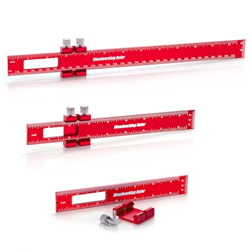WRINGKIT Set of 3 Woodworking Ruler, 6/8/12 Inch, Aluminum Alloy