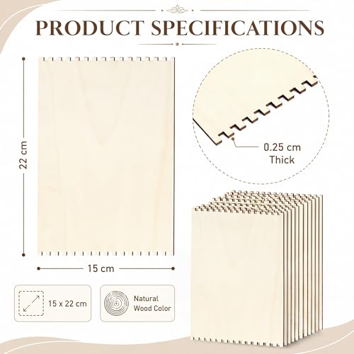 Minatee 36 Pcs Beginners Wooden Loom Weaving Loom Notched Board, 6 x 9 in
