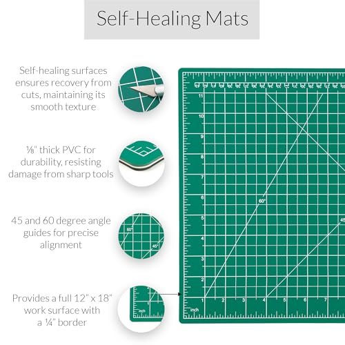 WA Portman Fabric Cutting Mat with Craft Knife & Straight Edge Craft Ruler - size: 12x18