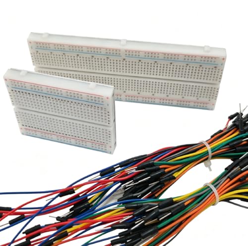 Solderless Breadboard 2 Pcs 830 Tie Points, 2 Pcs 400 Tie Points, 130 Pcs Flexible Breadboard Jumper Wires