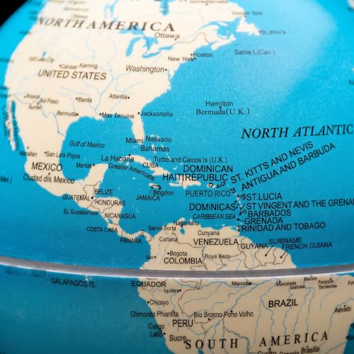 Magnetic Levitation Rotating World Globe with LED Light and Touch Control - color: Light Blue Glow Color-Changing
