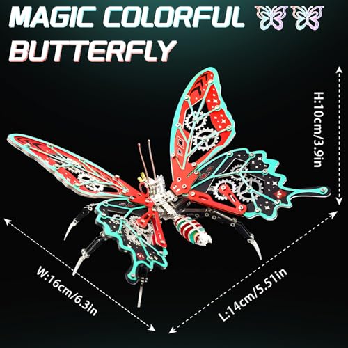 FILASLFT 3D Metal Puzzles for Adults,Mechanical Butterfly 3D Puzzles - color: D3-butterfly-red
