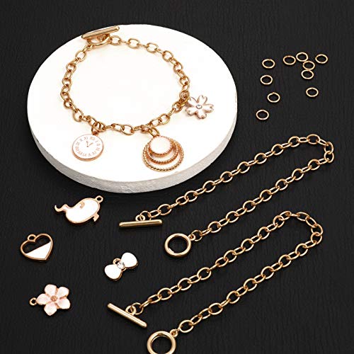 Hicarer 12 Pcs Gold Chain Bracelets Gold OT Toggle for Jewelry Making - color: Gold
