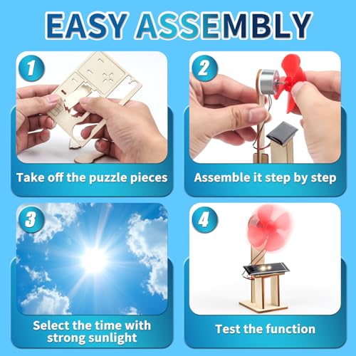 6 Set Solar Fan STEM Kits for Kids Ages 6-12, Science Kits for Classroom