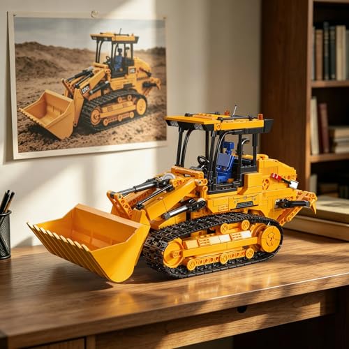 Mould King 17098 Remote Control Bulldozer Building Set, RC Motorized Crawler Bulldozer Model Kit for Adults, STEM Engineering Construction Vehicle Model Toy Gift for Age 14+ (1208 Pieces)