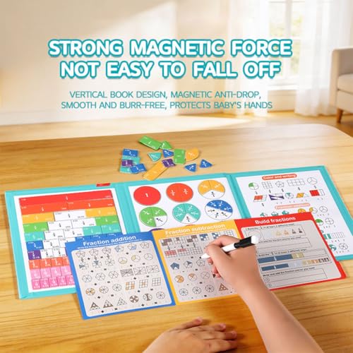 Magnetic Fraction Educational Set, 164Pcs Montessori Math Manipulatives, Fraction Tiles & Circles Set with Dry-Erase Board, Teaching Aid for Middle School & Adult Learners
