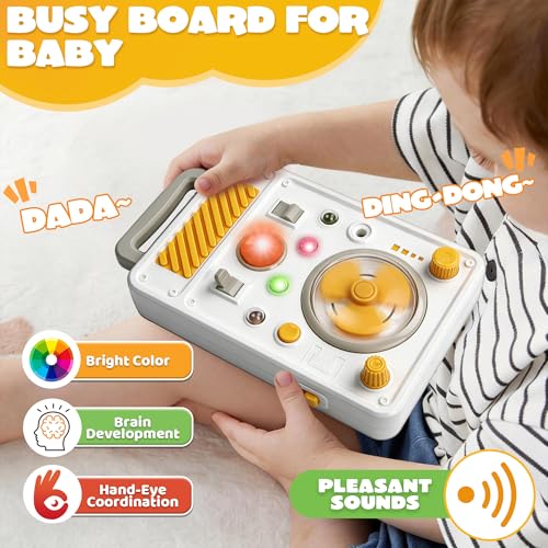 UIIOPJIOM Montessori Toy Busy Board for 1 Year Old, Airplane Essential Travel Toys Roadtrip Activities for Toddler Boy Toy Educational Learning Activity Sensory Board for Toddler 1 2 3 Girl Gift