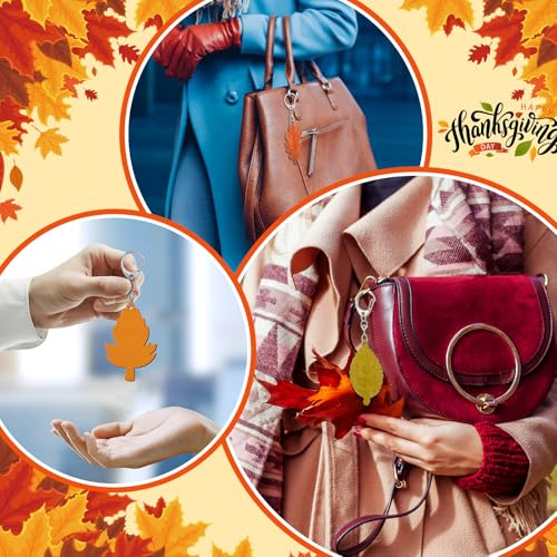 Trnayi 36 Pcs Maple Leaf Wood Keychain Color Your Own DIY Craft - style: Autumn Leaves