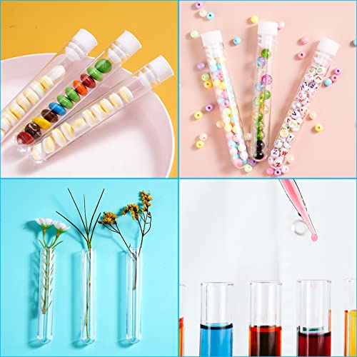 Flutesan 200 Pcs Clear Plastic Test Tubes, 16 x 100 mm(10 ml), White - color: White