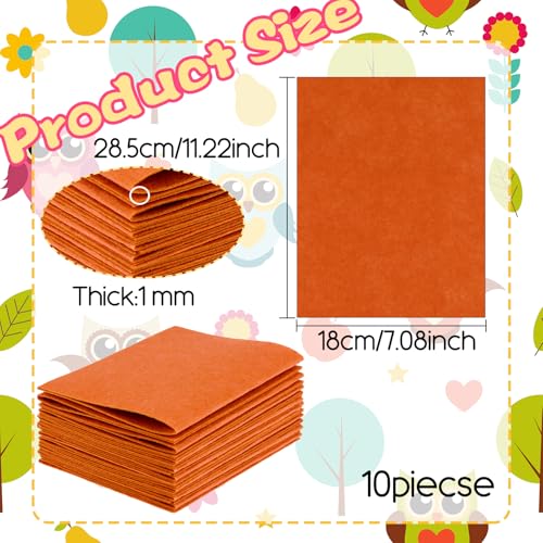 10Pcs Felt Sheets Fabric, 7" x 11" Soft Felt Squares for Craft, 1mm(Orange) - color: Orange Color