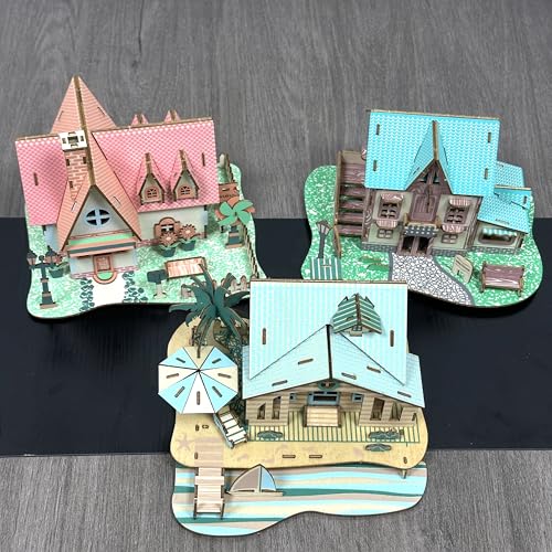 Log Cabin Mini House 3D Wooden Puzzle Model (3-in-1) - color: 3-in-1