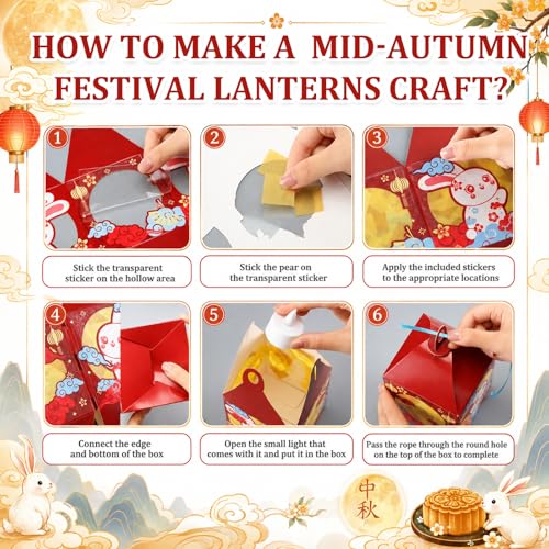Simgoing 12 Set Mid-Autumn Festival Rabbit Lantern Tissue Paper Craft - style: Mid-autumn Festival