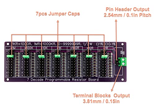 2pcs 0R - 9999999R Seven Decade Programmable Resistor Board Step 1R 1% 1/2 Watt 1206 with 2 Types Output - color: Resistor board (2pcs)