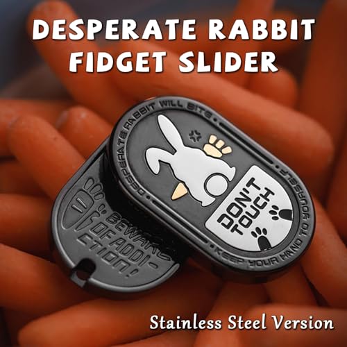 Desperate Rabbit Fidget Slider, Metal Fidget Toys Adults Haptic Coin Infinite Rotation Push, EDC Fidget Toys Sensory Toy Executive Desk Toy for Keep Focus & Stress Relief (Black) - color: Black