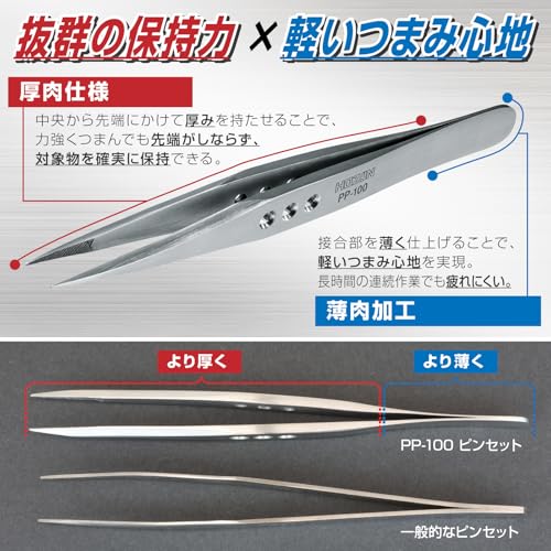 HOZAN Thick type tweezers PP-100 (Japan Import) - style: Tip Width: 0.02 inch (0.6 mm) (Straight)